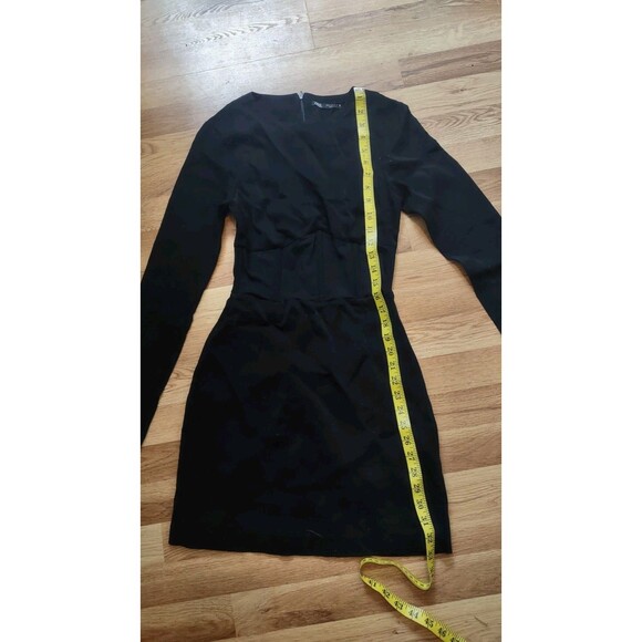 Zara Black Fitted Mesh Waist Long Sleeve Dress Size Small - Picture 7 of 8